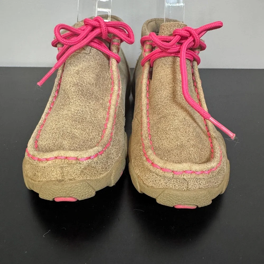 Twisted X Driving Mocs Pink Ribbon Breast Cancer Awareness Leather Shoe Kid 12.5